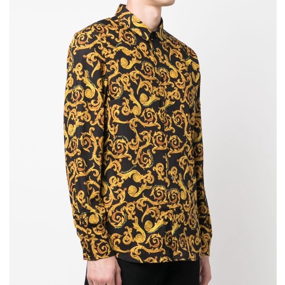 Versace men's Baroque Barocco monogram graphic printdress shirt NEW